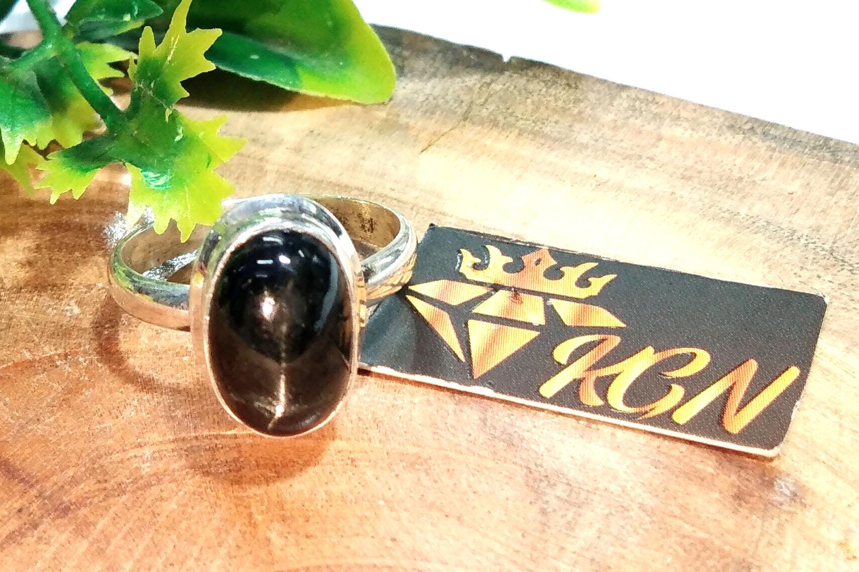 Natural Black Star Gemstone Ring, Solid 925 Starling Silver Ring, Amazing Black Star Stone Size 13x8 mm Handmade Ring, Gift Birthday Ring